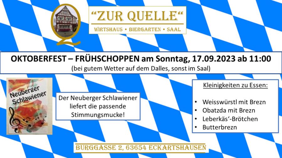 Oktoberfest – Frühschoppen am 17.09.2023 ab 11:00