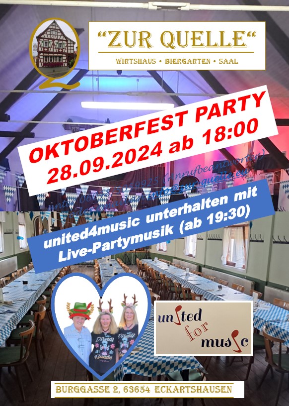 Oktoberfest-Party – für Kurzentschlossene noch Plätze verfügbar